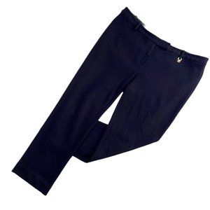 Tory Burch Women's Beverly Pants Size 12 Navy Cropped Knit Straight Wool Blend